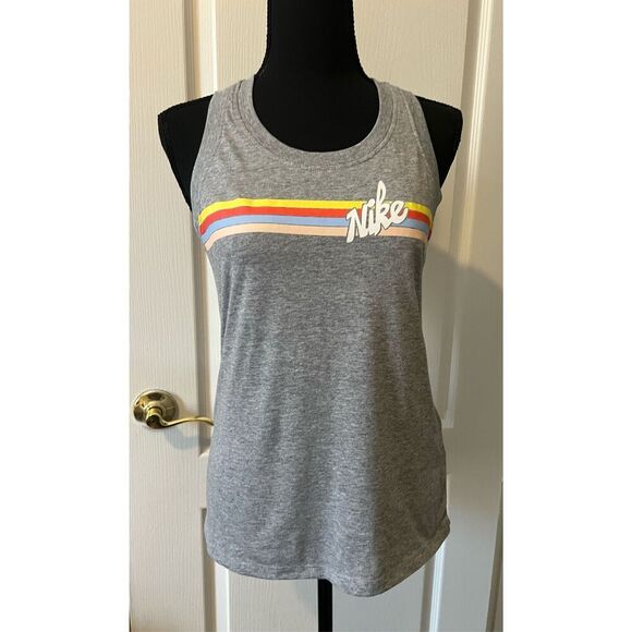 Gray Nike tank top with rainbow stripe logo - Picture 1 of 5